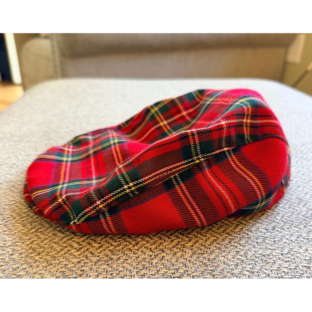 Tartan Tots 90s Kids Red Plaid Flat Cap Royal Stewart Newsboy Hat Made in Canada